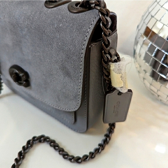 COACH MADISON GRAY PEBBLE LEATHER & SUEDE CROSSBODY BAG NWT W/DUSTBAG RARE - Picture 3 of 16